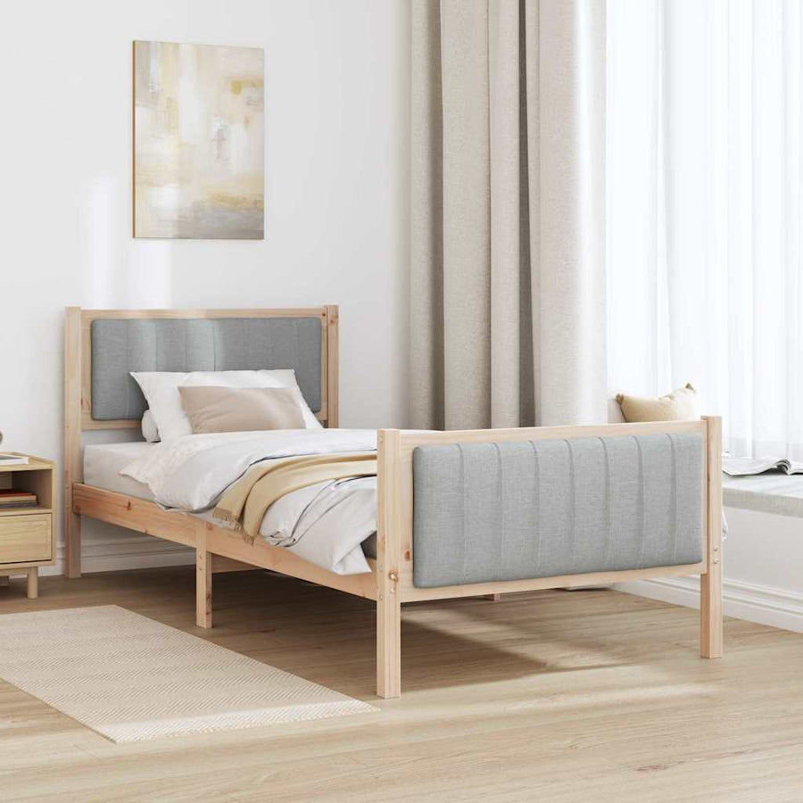 Bedframe Bruin en lichtgrijs 90 x 200 cm Massief grenenhout