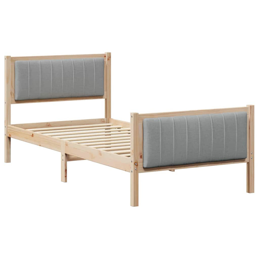 Bedframe Bruin en lichtgrijs 90 x 200 cm Massief grenenhout