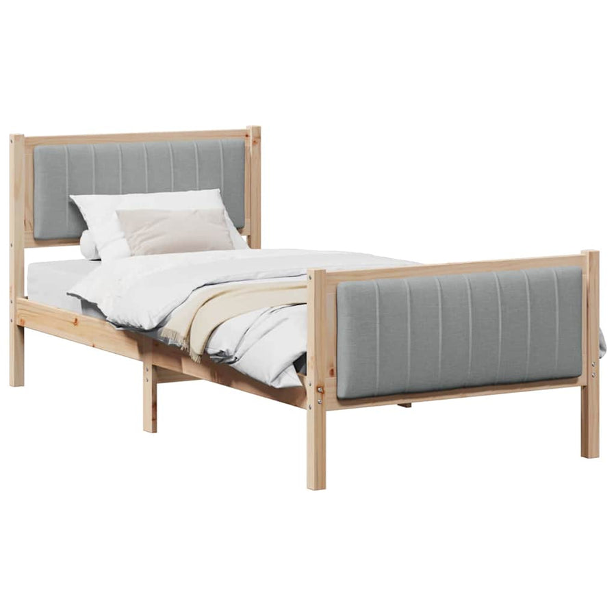 Bedframe Bruin en lichtgrijs 90 x 200 cm Massief grenenhout