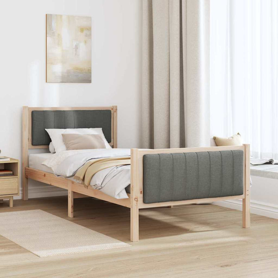 Bedframe Bruin en donkergrijs 90 x 200 cm Massief grenenhout