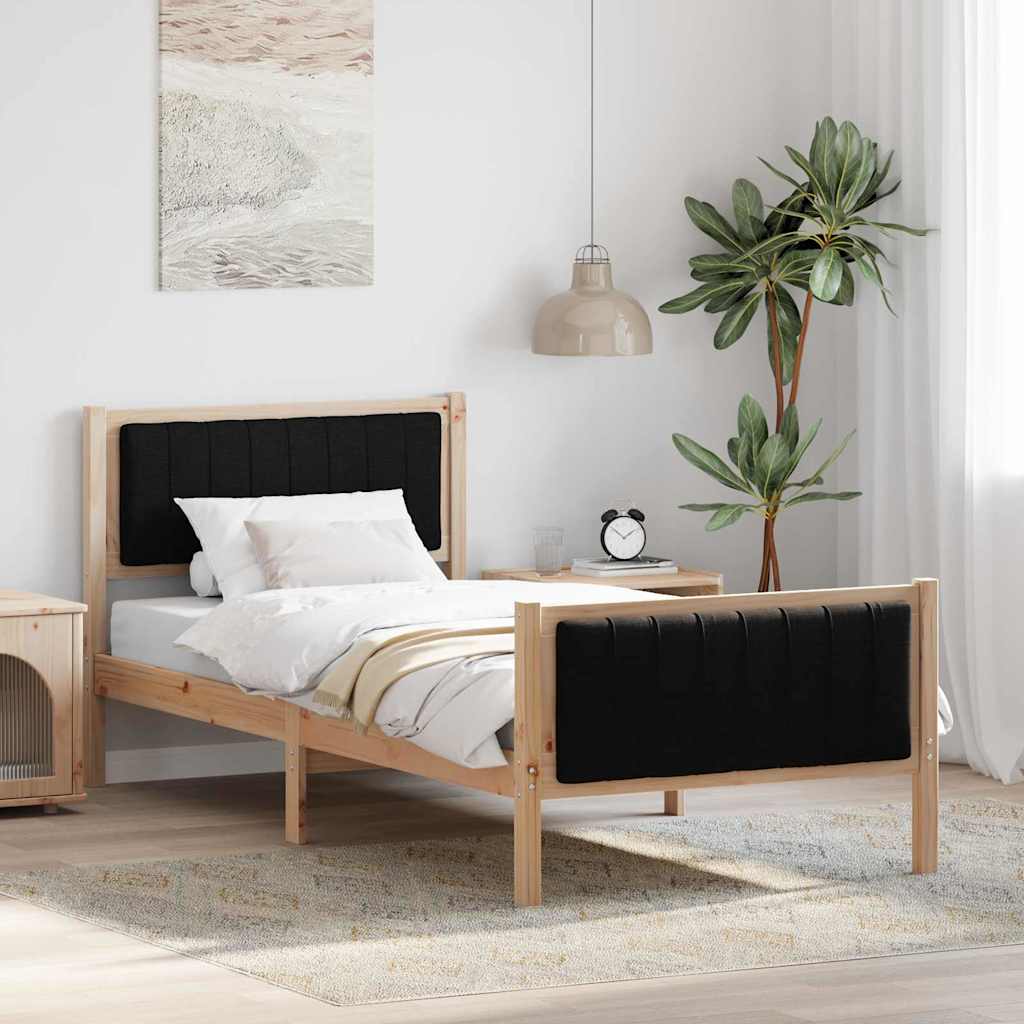 Bedframe Bruin en zwart 90 x 200 cm Massief grenenhout