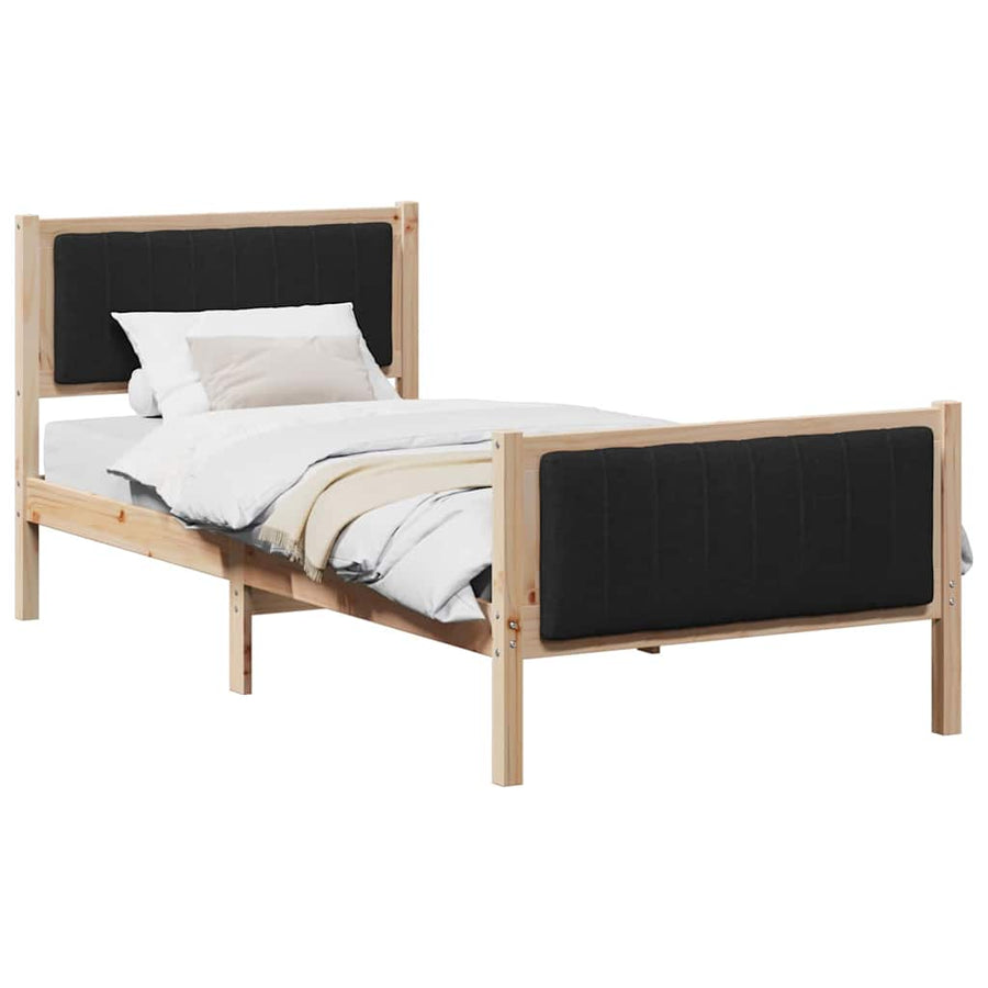 Bedframe Bruin en zwart 90 x 200 cm Massief grenenhout