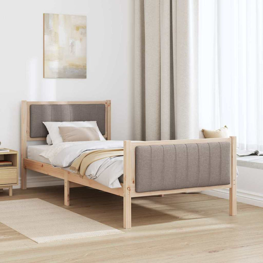 Bedframe Bruin en taupe 90 x 200 cm Massief grenenhout