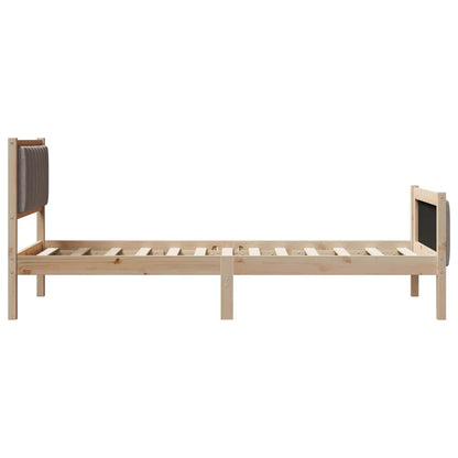 Bedframe Bruin en taupe 90 x 200 cm Massief grenenhout