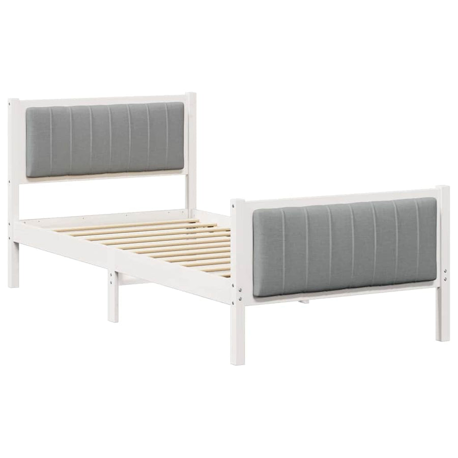 Bedframe Wit en lichtgrijs 90 x 200 cm Massief grenenhout
