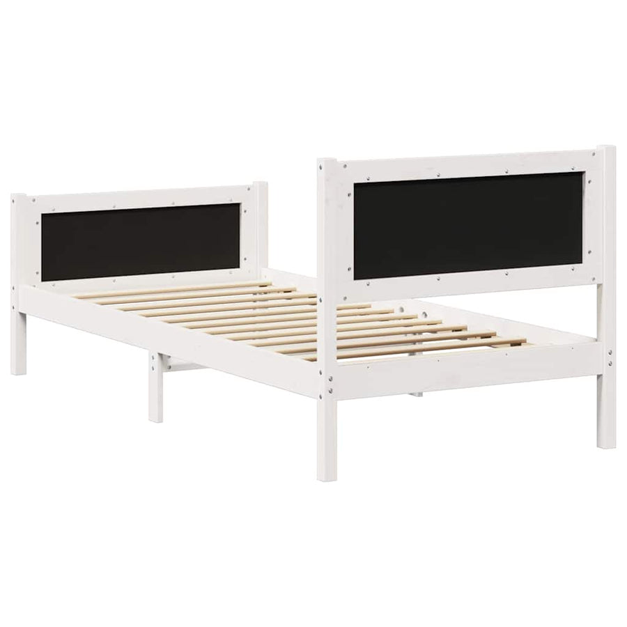 Bedframe Wit en lichtgrijs 90 x 200 cm Massief grenenhout