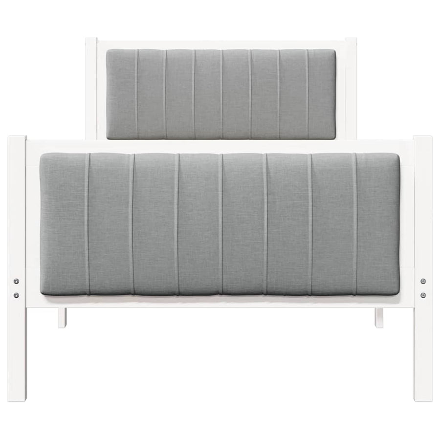 Bedframe Wit en lichtgrijs 90 x 200 cm Massief grenenhout