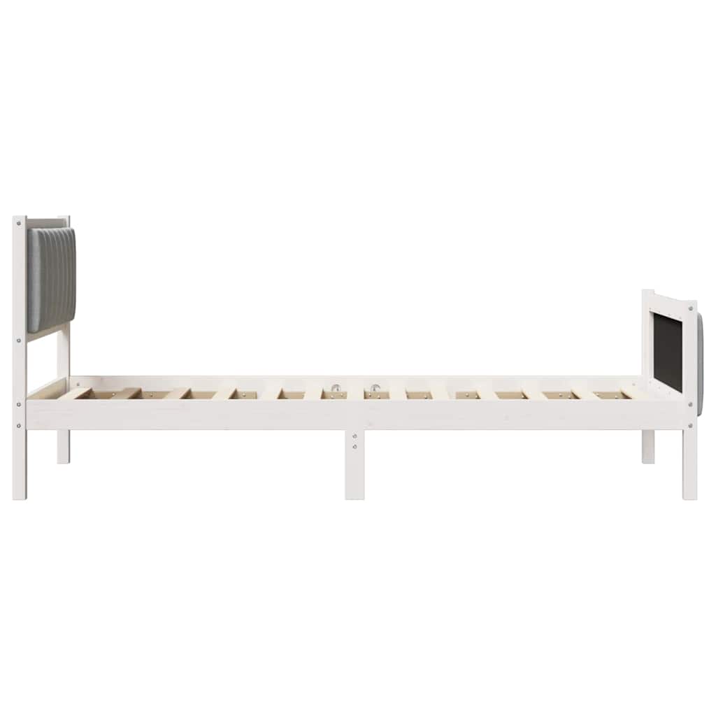 Bedframe Wit en lichtgrijs 90 x 200 cm Massief grenenhout