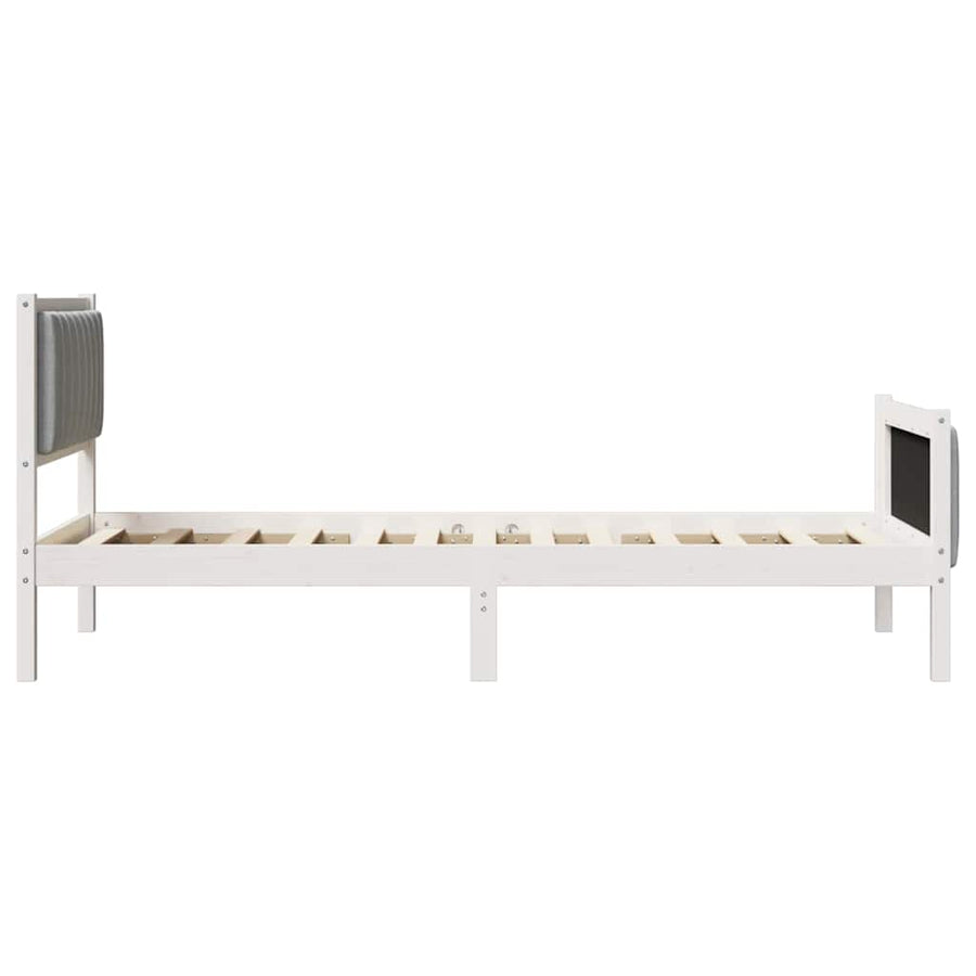 Bedframe Wit en lichtgrijs 90 x 200 cm Massief grenenhout