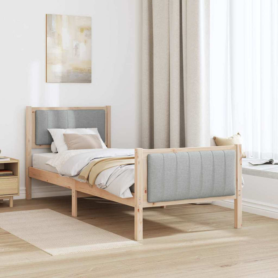 Bedframe Bruin en lichtgrijs 80 x 200 cm Massief grenenhout