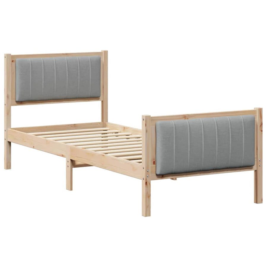 Bedframe Bruin en lichtgrijs 80 x 200 cm Massief grenenhout