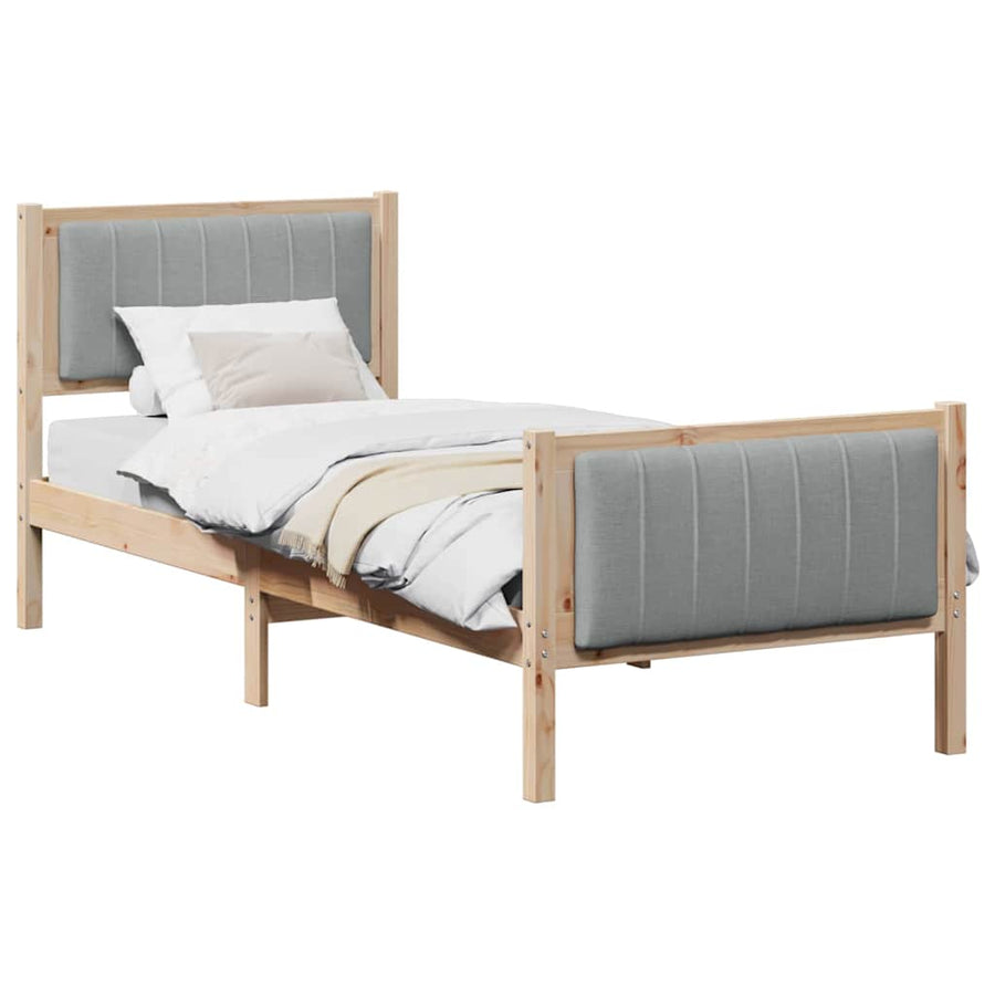 Bedframe Bruin en lichtgrijs 80 x 200 cm Massief grenenhout