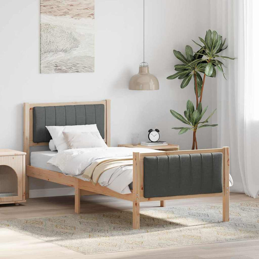 Bedframe Bruin en donkergrijs 80 x 200 cm Massief grenenhout