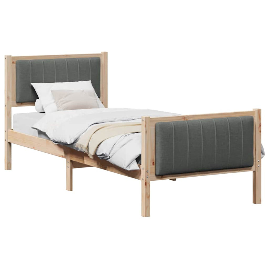 Bedframe Bruin en donkergrijs 80 x 200 cm Massief grenenhout