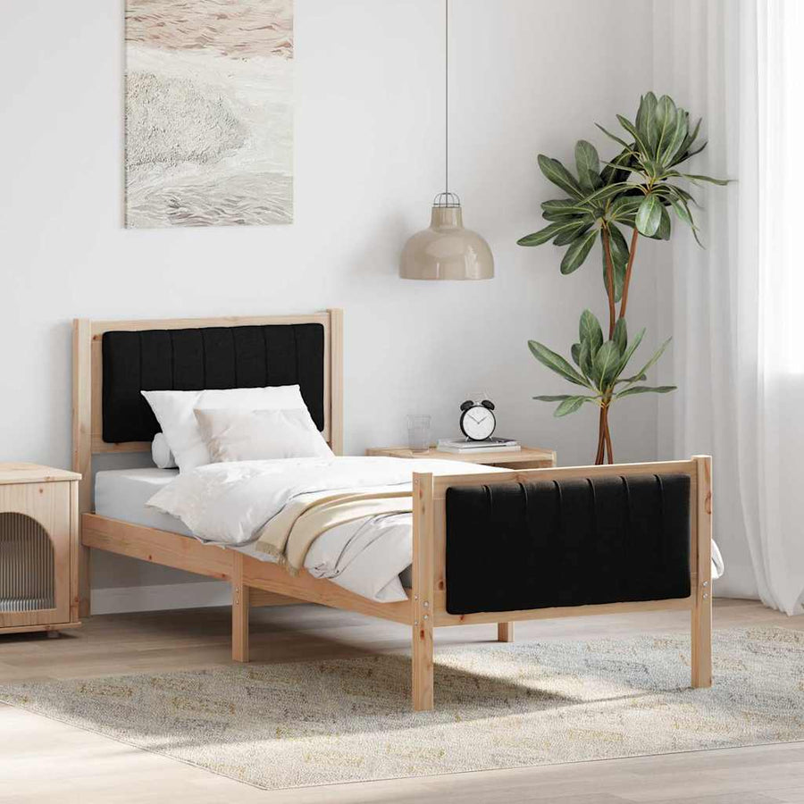 Bedframe Bruin en zwart 80 x 200 cm Massief grenenhout