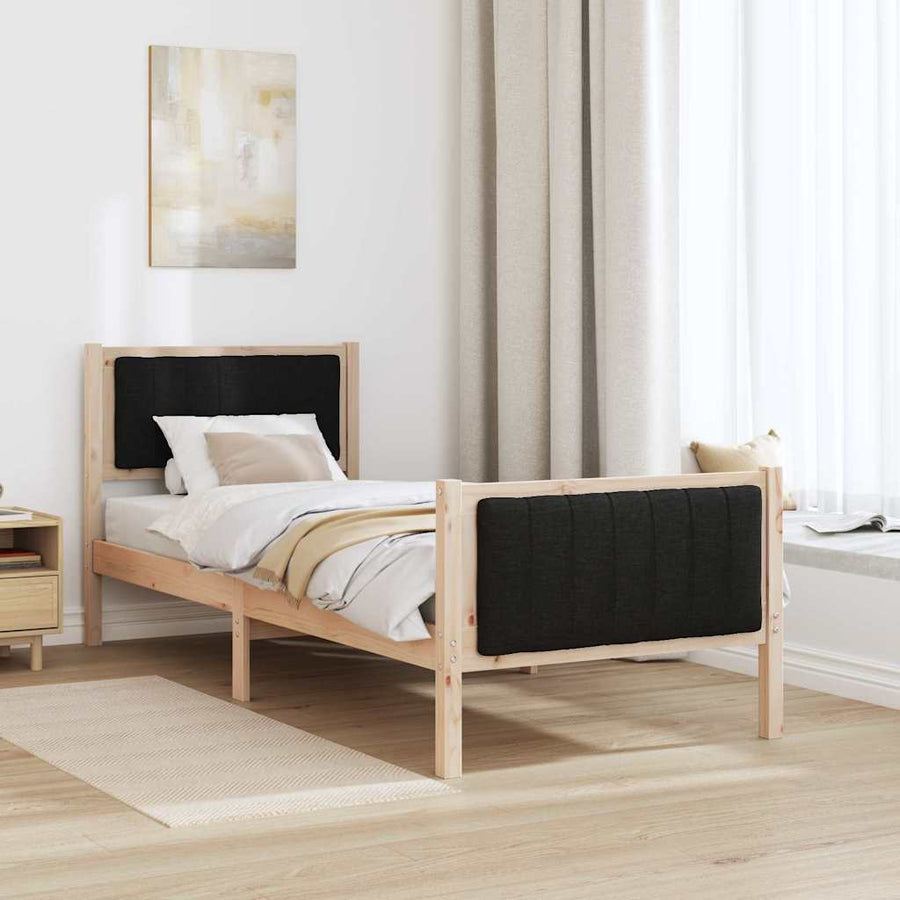 Bedframe Bruin en zwart 80 x 200 cm Massief grenenhout