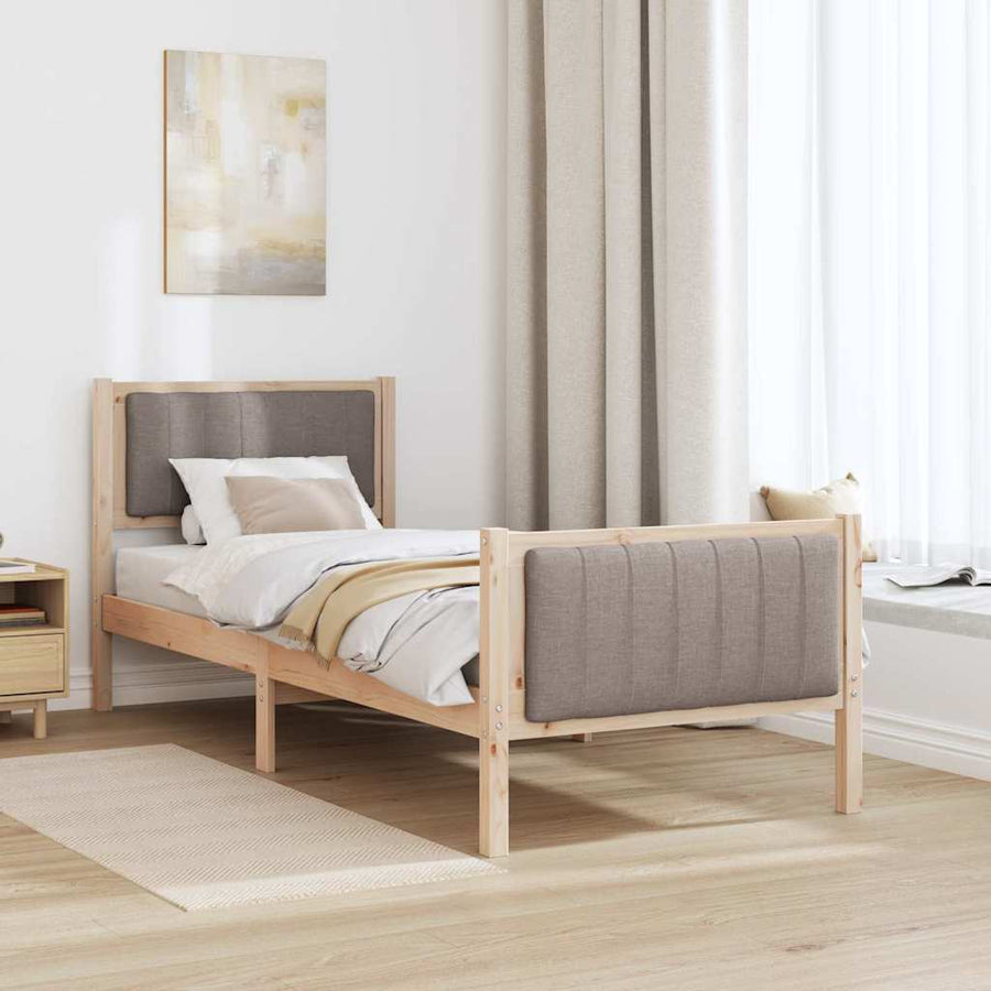 Bedframe Bruin en taupe 80 x 200 cm Massief grenenhout