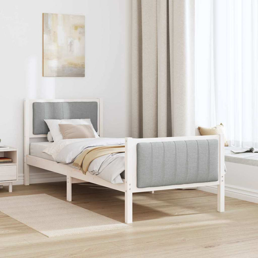 Bedframe Wit en lichtgrijs 80 x 200 cm Massief grenenhout