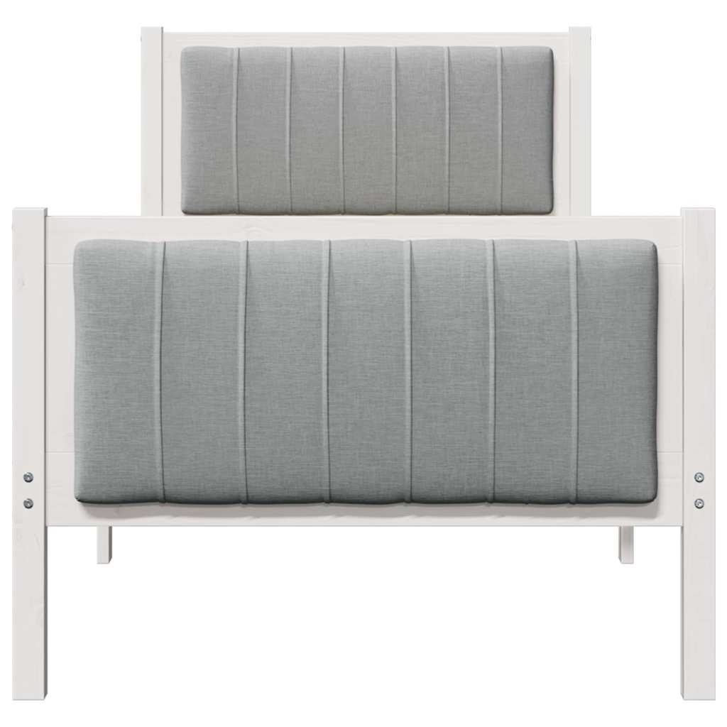 Bedframe Wit en lichtgrijs 80 x 200 cm Massief grenenhout