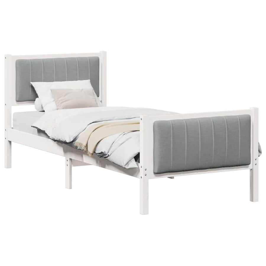 Bedframe Wit en lichtgrijs 80 x 200 cm Massief grenenhout