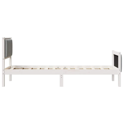 Bedframe Wit en lichtgrijs 80 x 200 cm Massief grenenhout