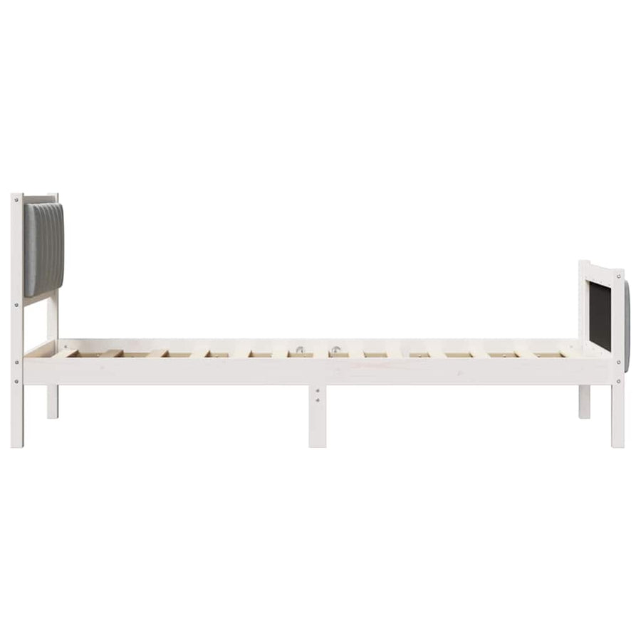 Bedframe Wit en lichtgrijs 80 x 200 cm Massief grenenhout