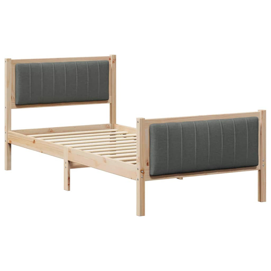 Bedframe Bruin en donkergrijs 90 x 190 cm Massief grenenhout