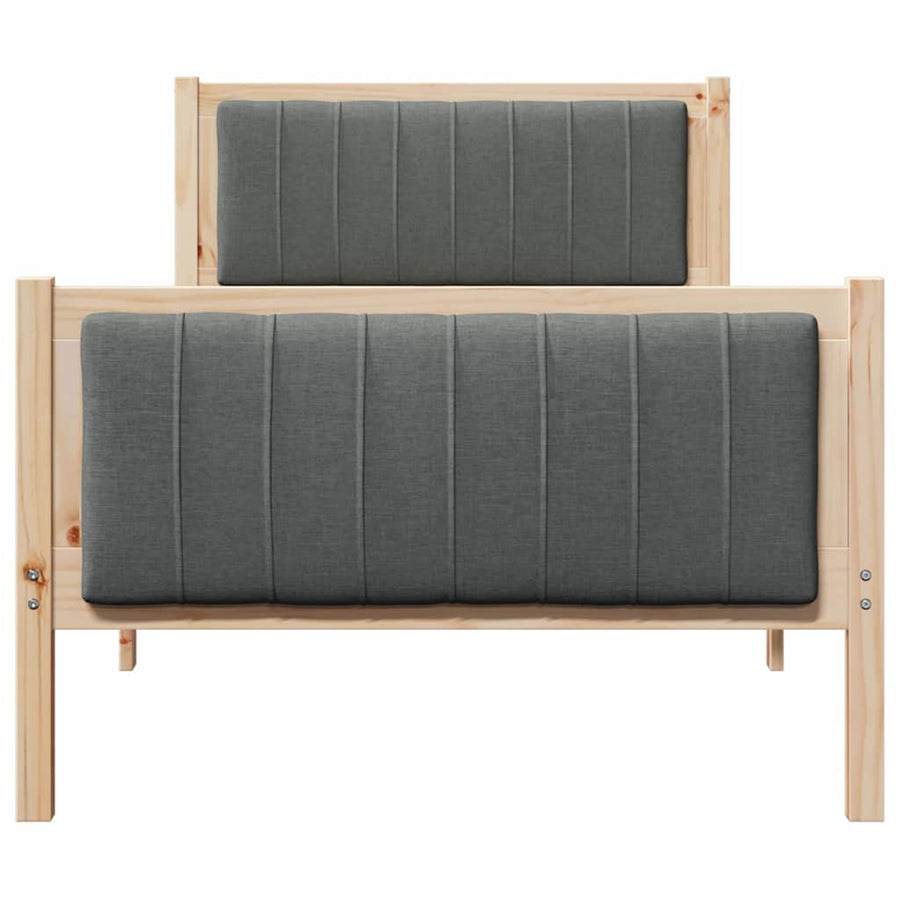 Bedframe Bruin en donkergrijs 90 x 190 cm Massief grenenhout