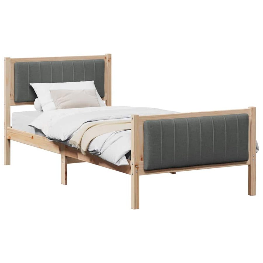 Bedframe Bruin en donkergrijs 90 x 190 cm Massief grenenhout