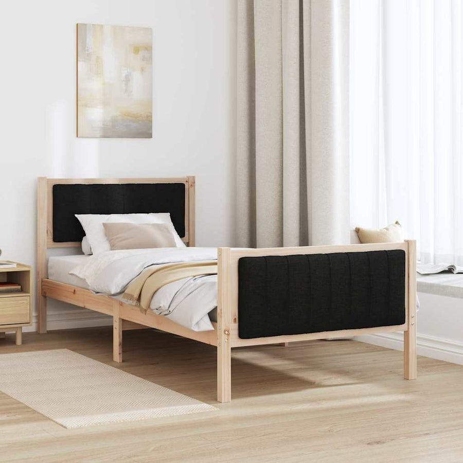 Bedframe Bruin en zwart 90 x 190 cm Massief grenenhout