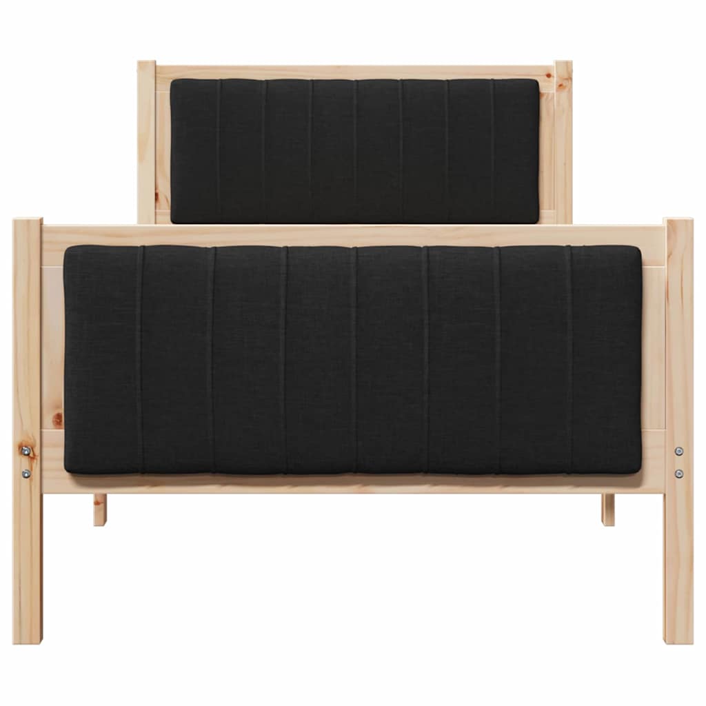 Bedframe Bruin en zwart 90 x 190 cm Massief grenenhout