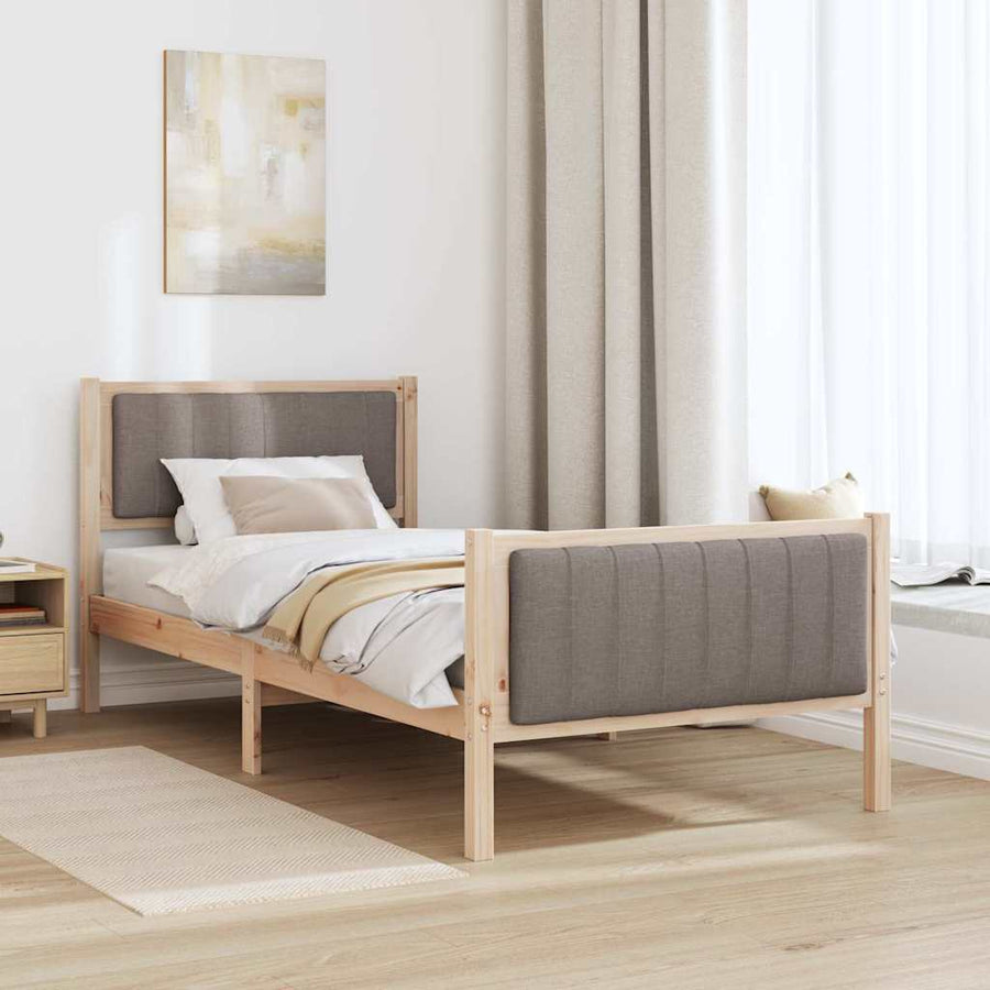 Bedframe Bruin en taupe 90 x 190 cm Massief grenenhout