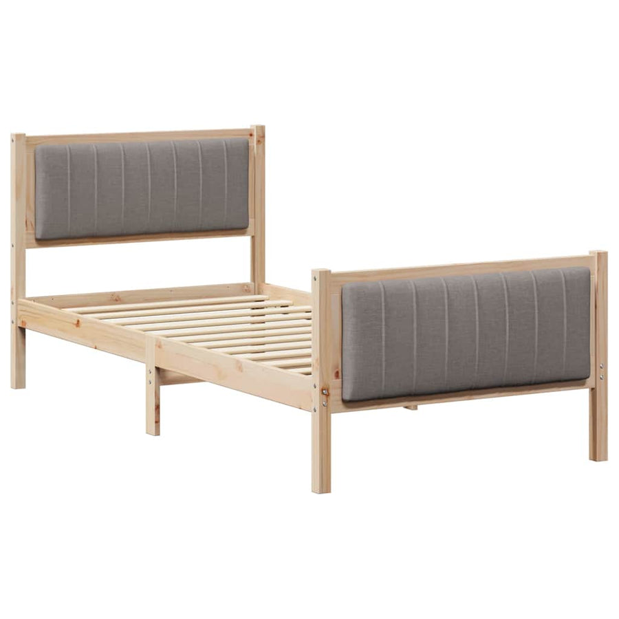 Bedframe Bruin en taupe 90 x 190 cm Massief grenenhout
