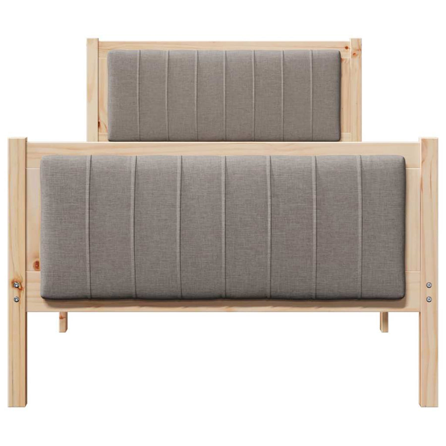 Bedframe Bruin en taupe 90 x 190 cm Massief grenenhout