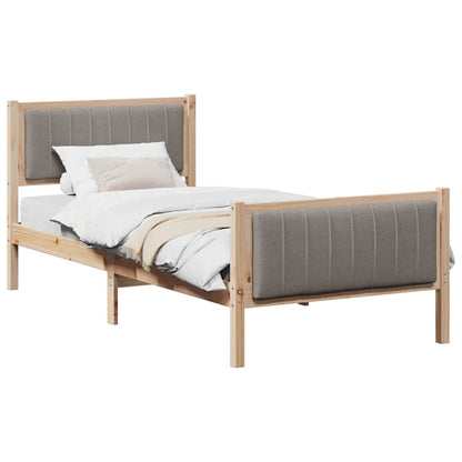 Bedframe Bruin en taupe 90 x 190 cm Massief grenenhout