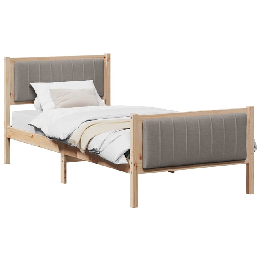 Bedframe Bruin en taupe 90 x 190 cm Massief grenenhout
