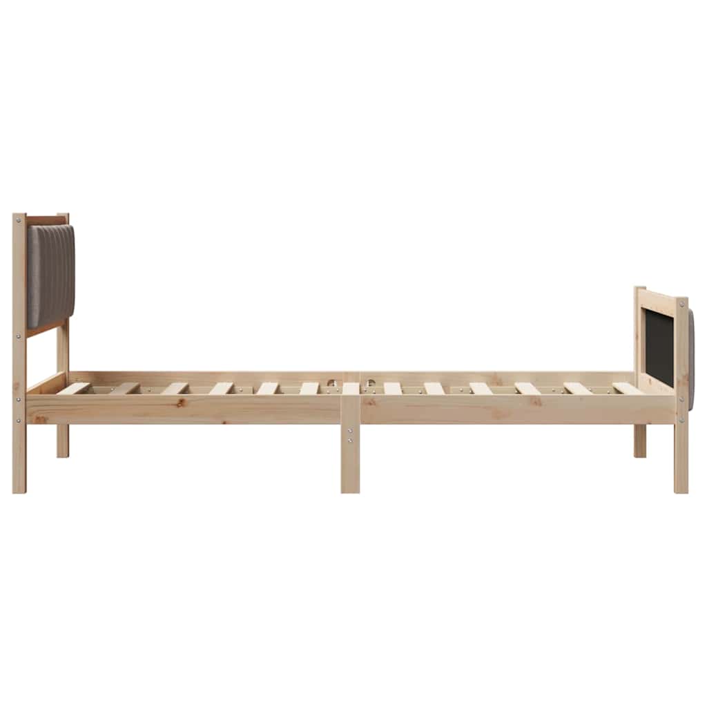 Bedframe Bruin en taupe 90 x 190 cm Massief grenenhout