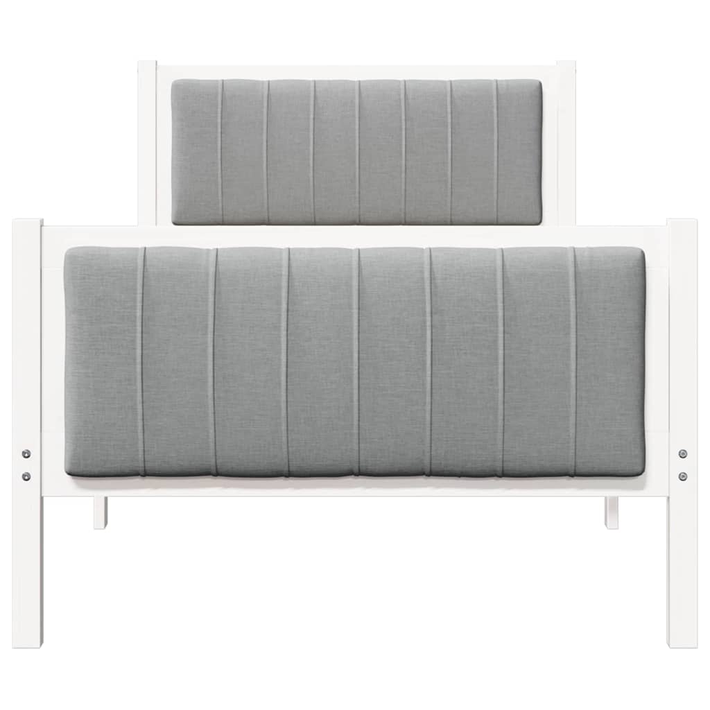 Bedframe Wit en lichtgrijs 90 x 190 cm Massief grenenhout