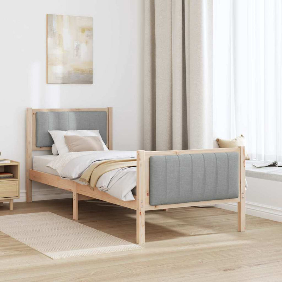 Bedframe Bruin en lichtgrijs 75 x 190 cm Massief grenenhout