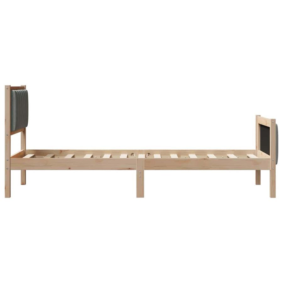 Bedframe Bruin en donkergrijs 75 x 190 cm Massief grenenhout