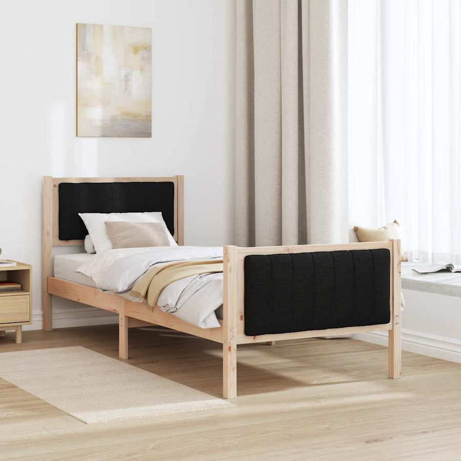 Bedframe Bruin en zwart 75 x 190 cm Massief grenenhout