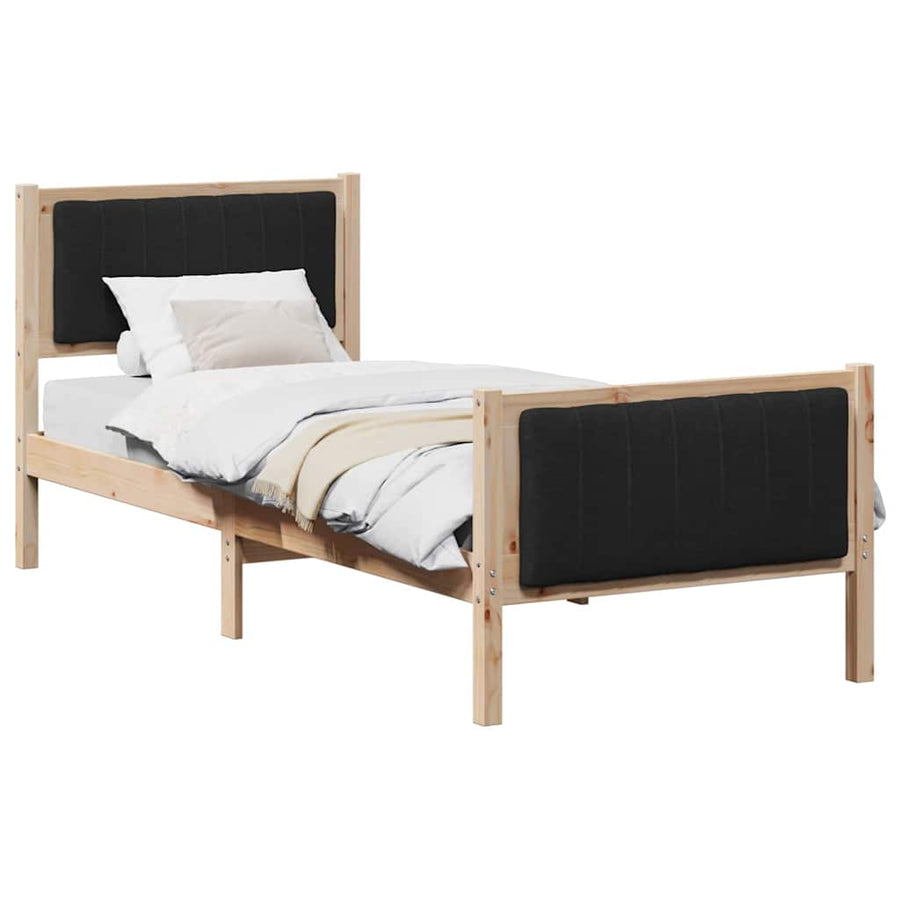 Bedframe Bruin en zwart 75 x 190 cm Massief grenenhout
