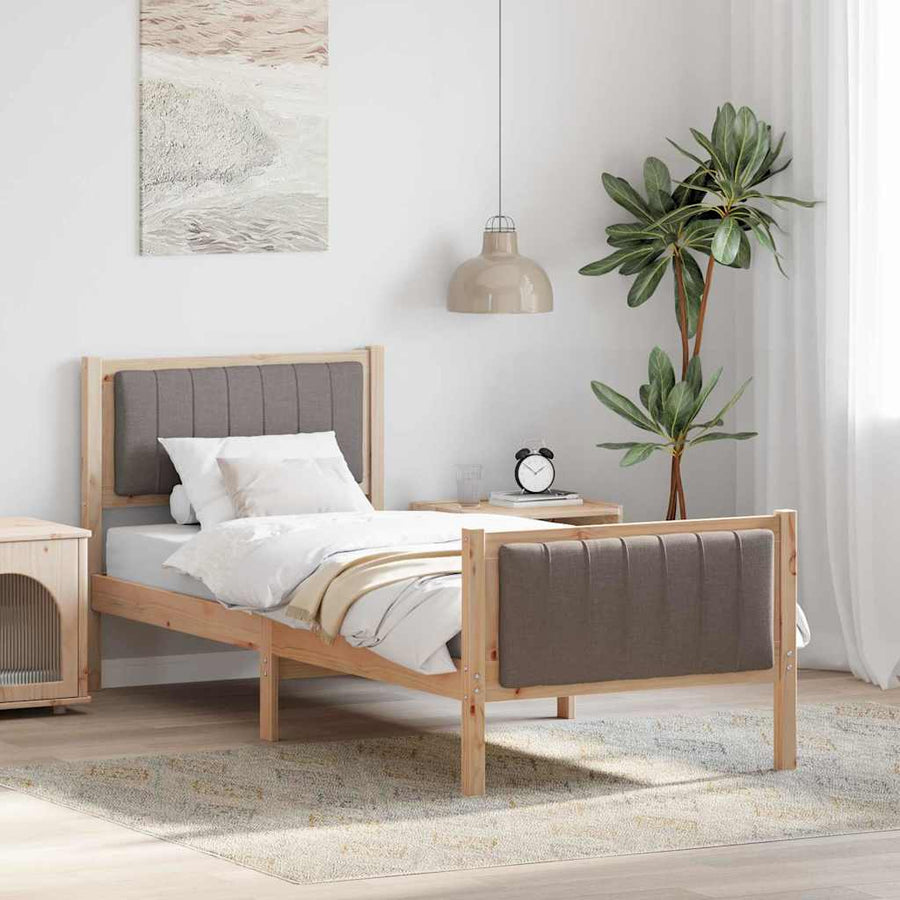 Bedframe Bruin en taupe 75 x 190 cm Massief grenenhout