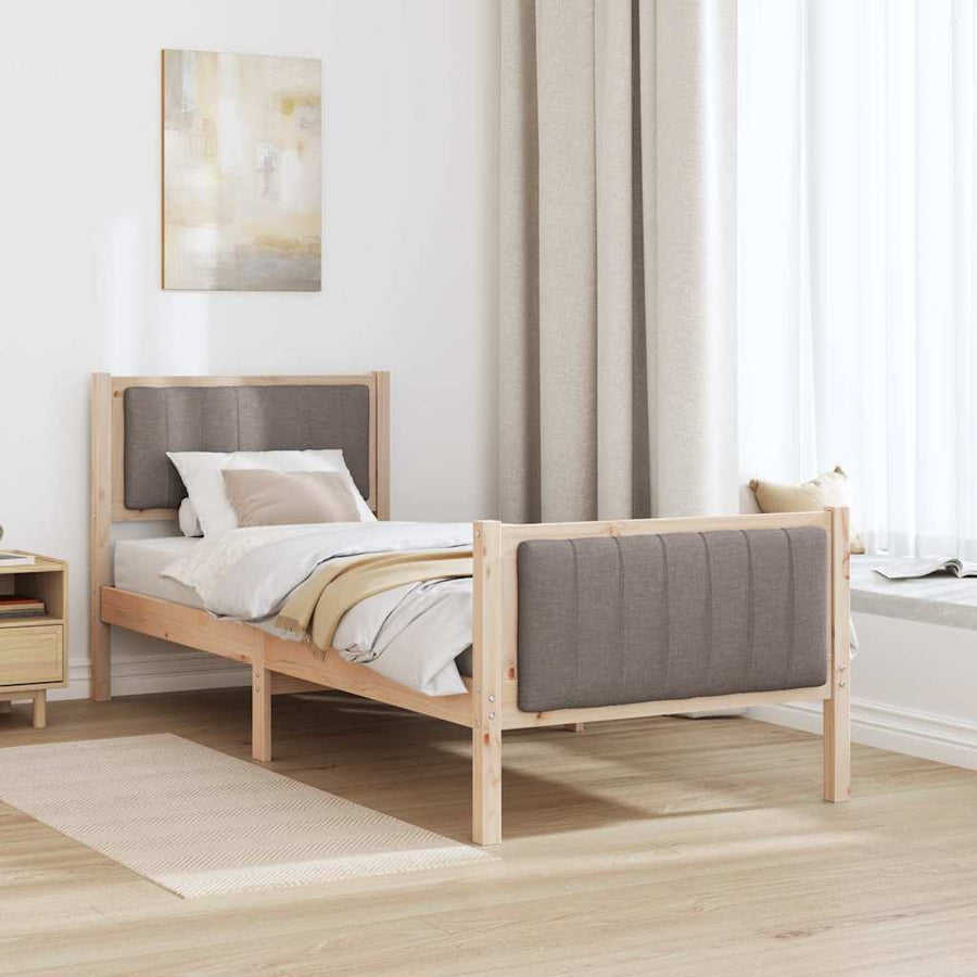 Bedframe Bruin en taupe 75 x 190 cm Massief grenenhout