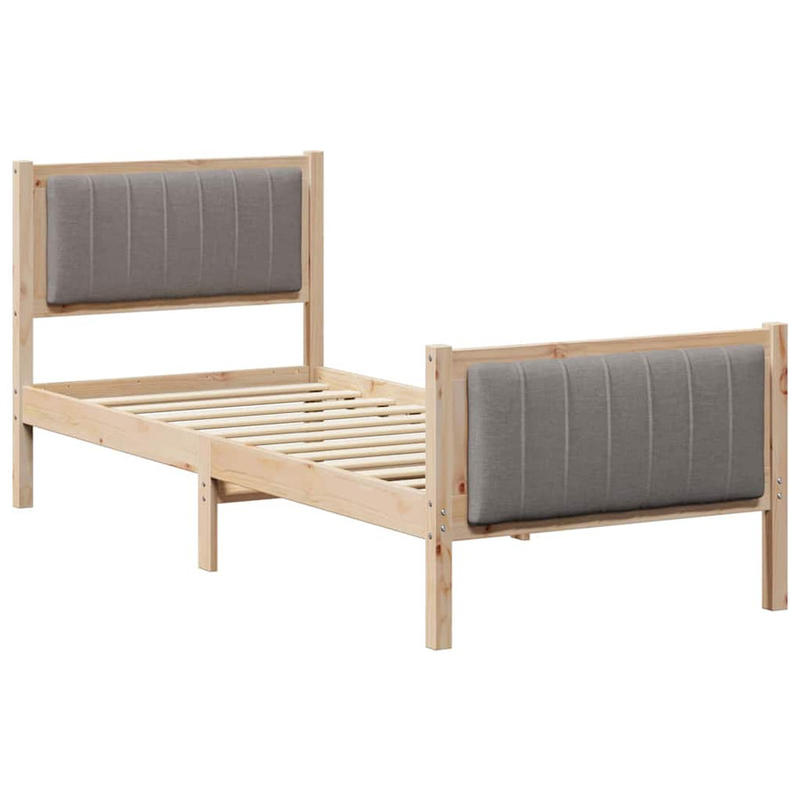 Bedframe Bruin en taupe 75 x 190 cm Massief grenenhout