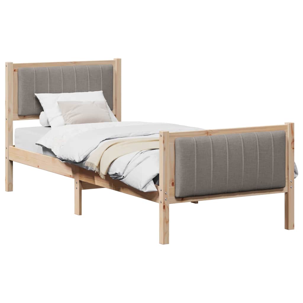 Bedframe Bruin en taupe 75 x 190 cm Massief grenenhout