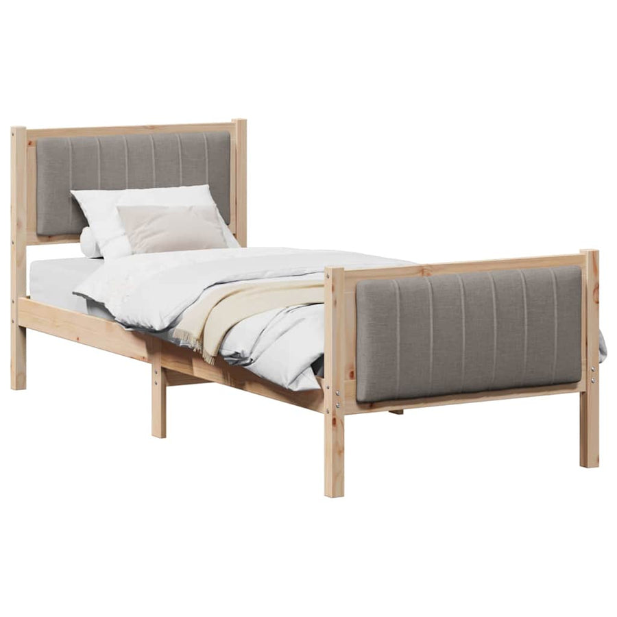 Bedframe Bruin en taupe 75 x 190 cm Massief grenenhout