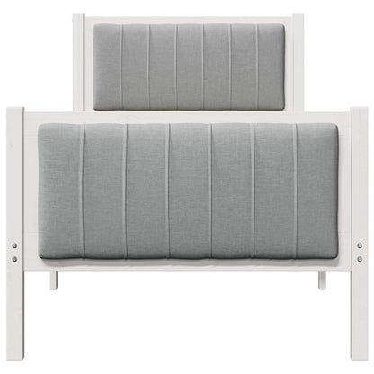 Bedframe Wit en lichtgrijs 75 x 190 cm Massief grenenhout