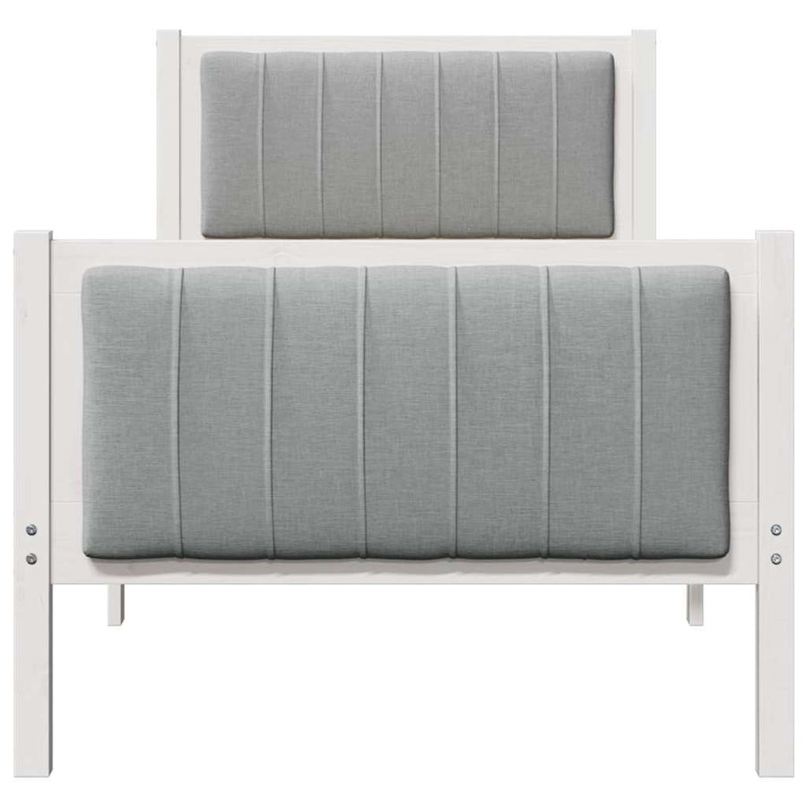 Bedframe Wit en lichtgrijs 75 x 190 cm Massief grenenhout