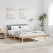 Bedframe 160x200 cm massief grenenhout bruin lichtgrijs